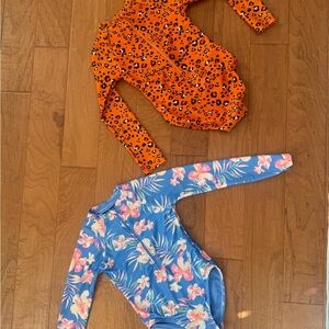 Cat & Jack Orange Leopard Print bathing suit and Blue Hawaiian suite size 8